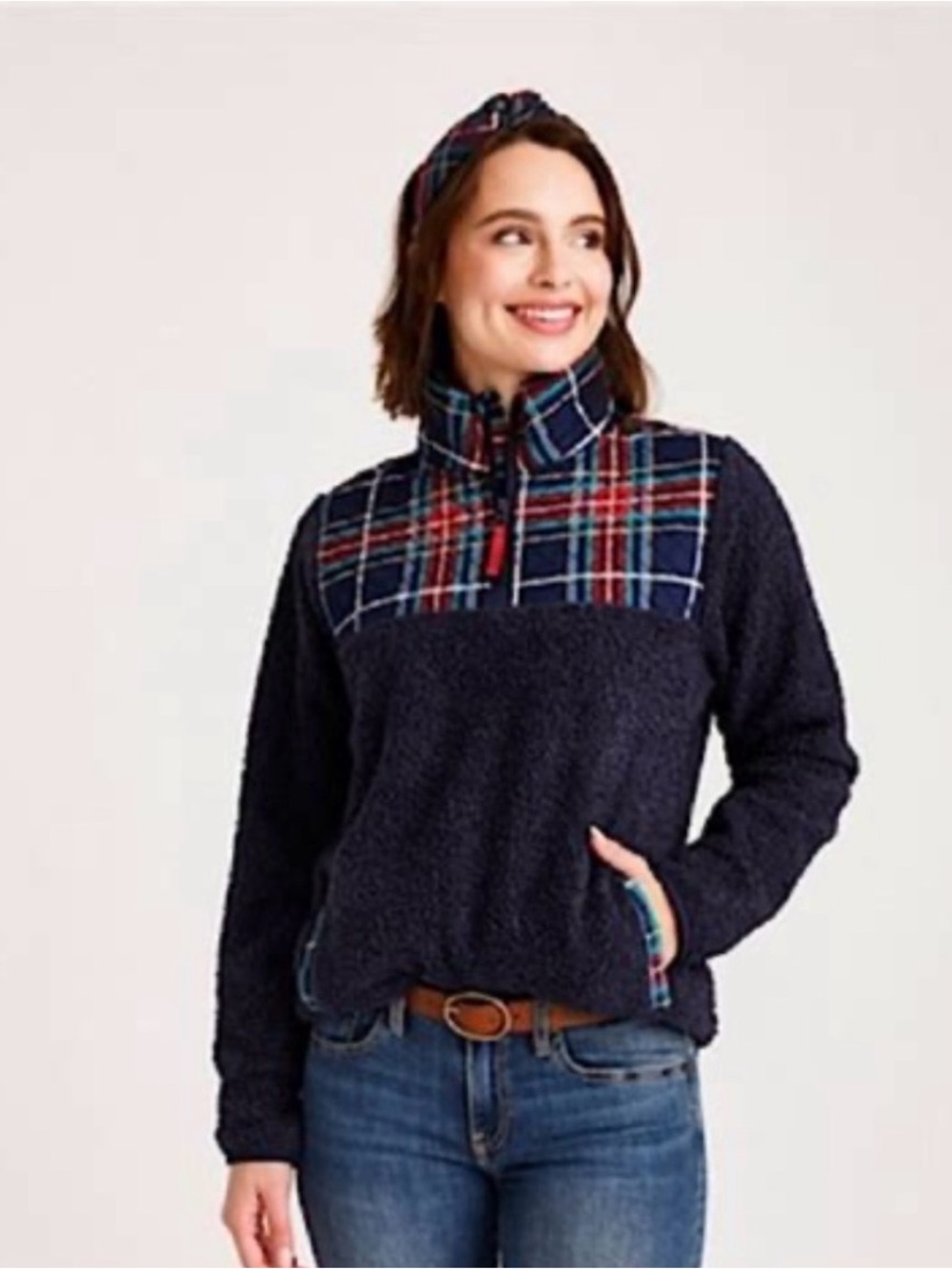 Vera Bradley Teddy Fleece Pullover - Tartan Plaid